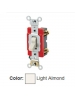 Leviton 1221-2T - 20 Amp - 120/277 Volt - Toggle Single-Pole AC Quiet Switch - Light Almond